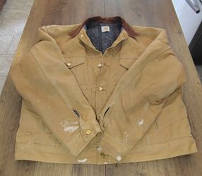 VTG 90s Brown Carhartt Duck Blanket Lined Corduroy Collar Union Trucker Jacket