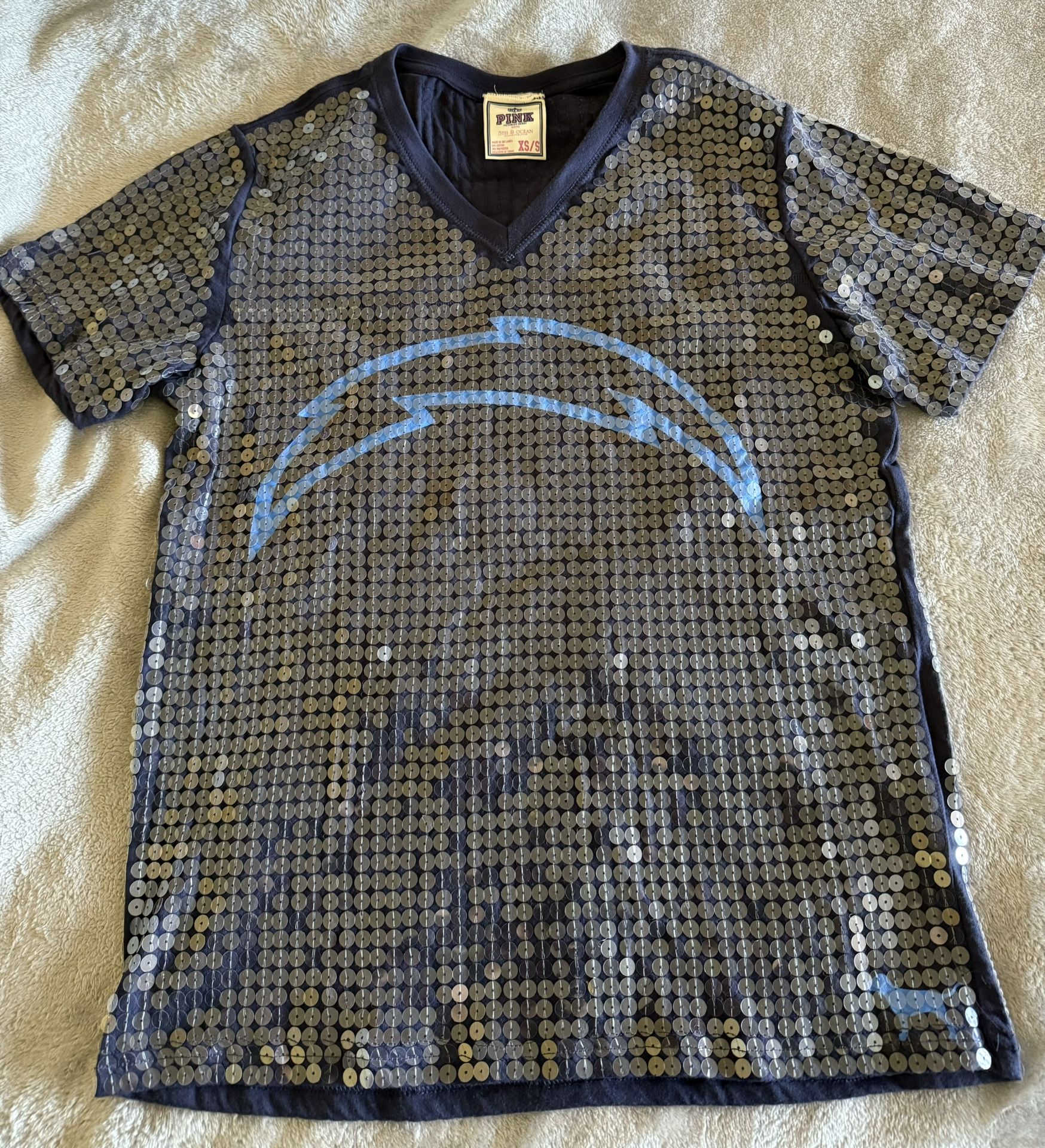 Victorias Secret San Diego Chargers Sequins Bling Jersey Shirt