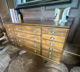 Pottery Barn Printer’s Tuscan Chestnut 4 Piece File Cabinet