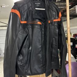 Harley-Davidson Black Jacket with Orange Stripes