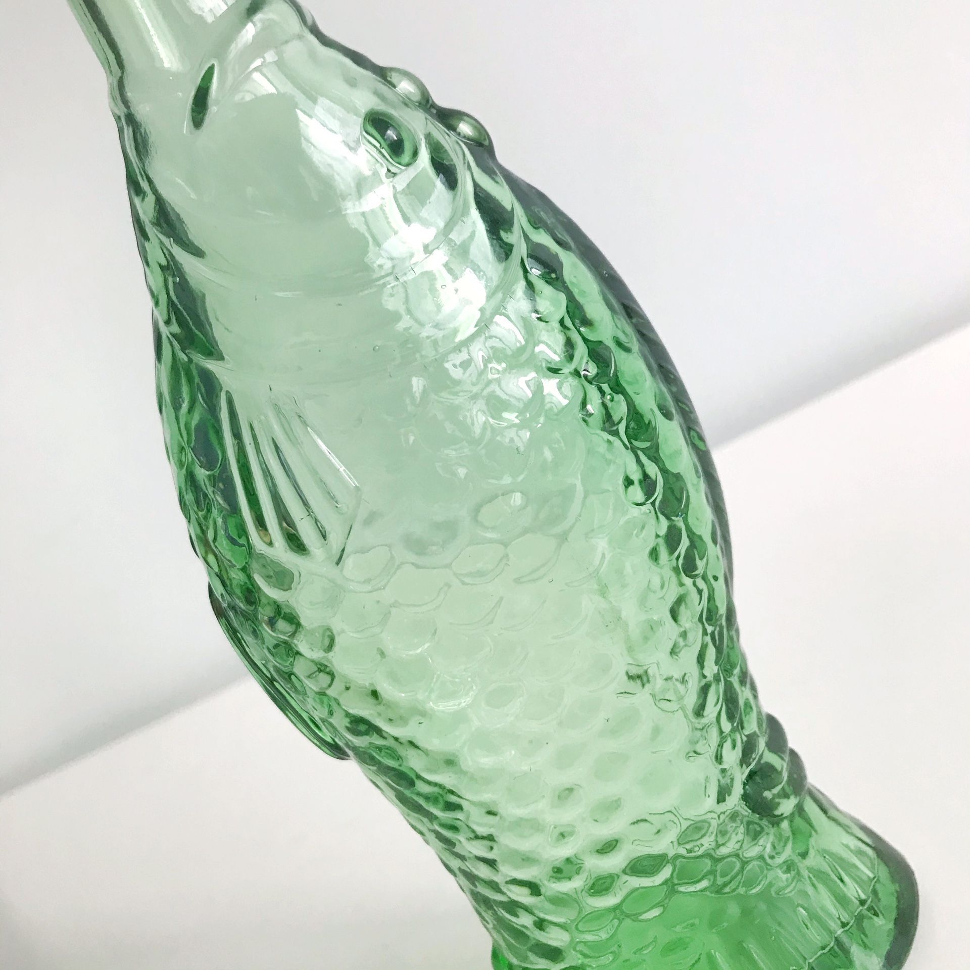 Vintage green glass fish bottle decanter vase for Sale in New York, NY