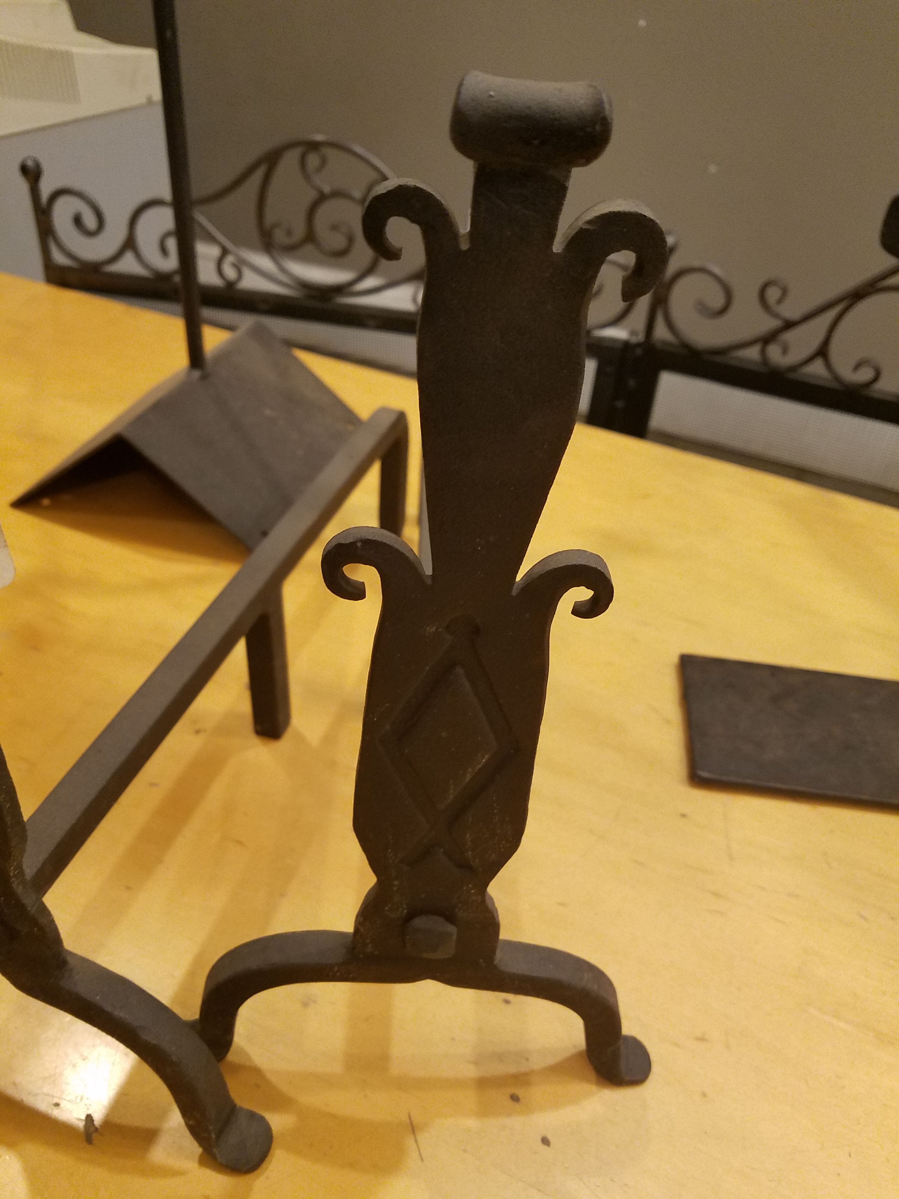 Wrought iron andirons