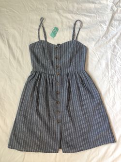 Gray and White Striped Summer Dress
