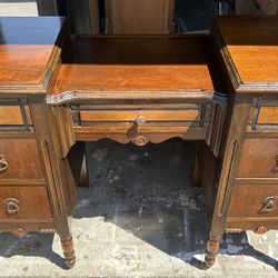 Antique vanity with drawers vintage desk bronze brown solid L45”*D18”*H32”(address in description)