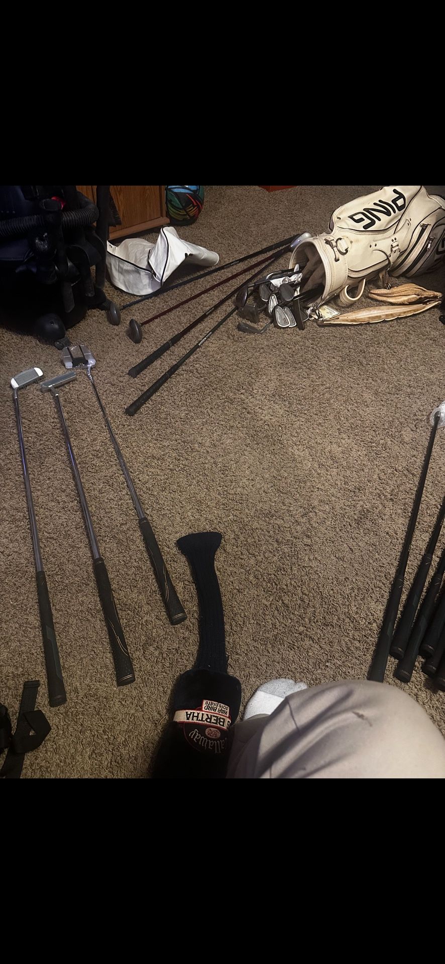 Clubs , Vintage Ping Golf bag Included
