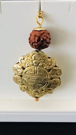 Antique Gold and Rudraksha Pendant