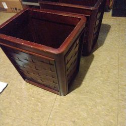 pair of wooden planters for fake plants