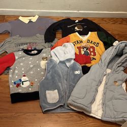 Lot of 7 pcs Toddler Boy size 2-3T clothes longsleeves sweatshirts T-shirt vest