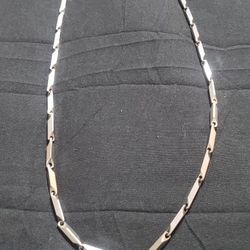 Silver Bar Link Bamboo Chain 22 In