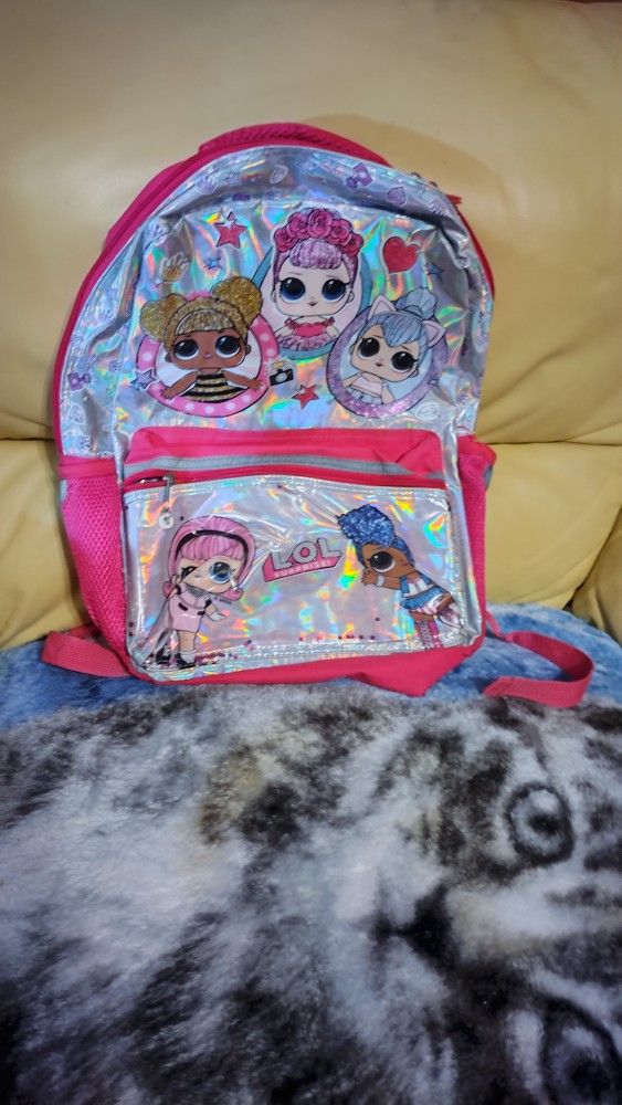 Girl's Lol, Surprise! 6 Star Back Pack Pink & Silver