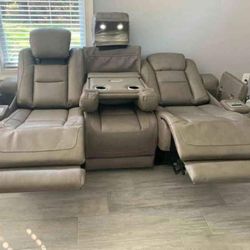 Leather Power Reclining Sofa, Loveseat, Recliner Color Options 💛No Needed Credit Check 💛 $39 Down Payment with Financing