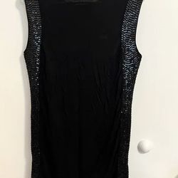 AllSaints Hand Embellished Mini Black Dress, tunic. Size 6