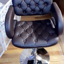 2 Brown Leather Bar Stools