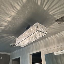 Saynsberry 7-Light Chrome Island Chandelier with Woven Laser Cut Crystal Rectangular Shade