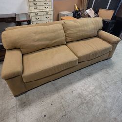 Contemporary Tan Textured Upholstered Sofa