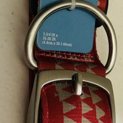 Vibrant Life Vibrant Life Fashion Dog Collar with Metal Buckle, Red Geometric, x-Large