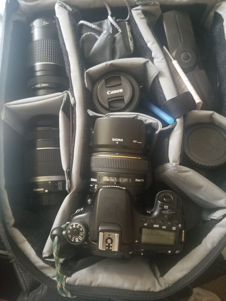 Canon 70d camera with 3 lenses