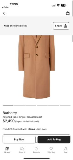 Burberry Coat Notched-lapel Single-breasted Coat