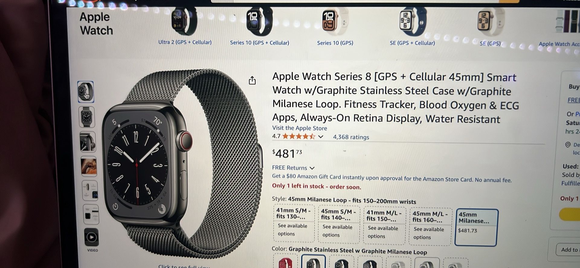 Series 8 ( gps + cellular ) stainless steel 41 mm READ DISCRIPTION