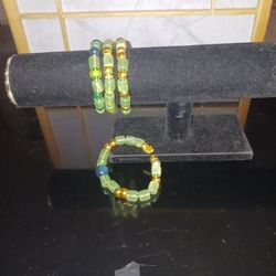 Jade Flaux Beads Braclets Lot 4 One Wire