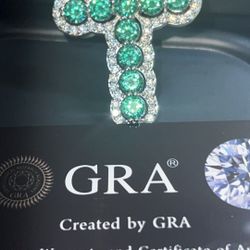 Green Moissanite VVS1 D Cross Pendant Necklace 