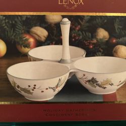 Lenox- Holiday Gatherings Condiment Server 9" 