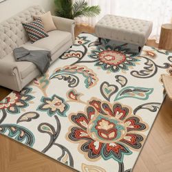 8x10 Area Rug Indoor Non-Slip Large Carpet Thin Soft Washable Living Room Bedroom
