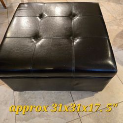 Large 31" Square Storage Ottoman with Hydraulic Lift (+ Washable Cover)