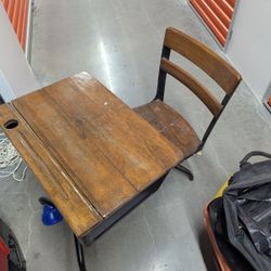 Old Wood School Desk