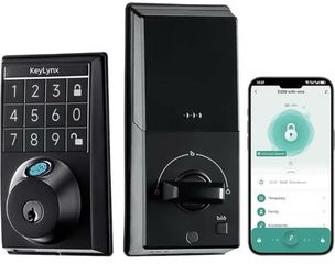 Keylynx 4-in-1 Smart Door Lock with APP Control, Fingerprint Door Locks with Keypad Deadbolt, Keyless Entry Door Lock with Auto-Locking, 16-Month Batt