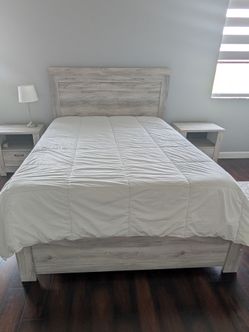 Ashley Bellaby Queen Bed Frame + FREE Box Spring & Duvet - $200