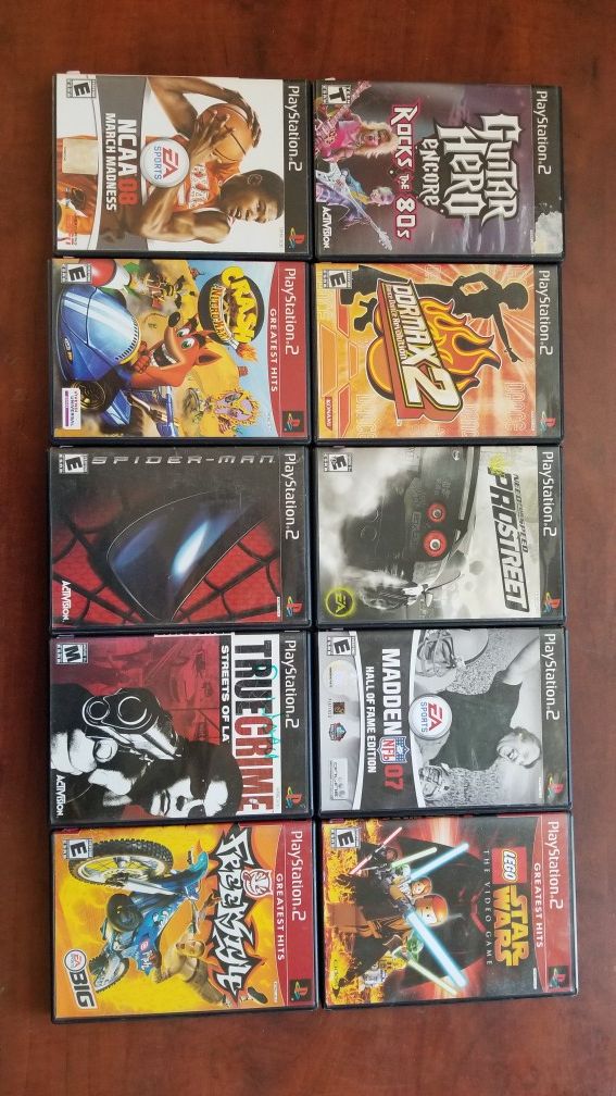 Playstation 2 PS2 Games Lot of 10 Games Need For Speed DDR MAX2 Guitar Hero Spiderman And More