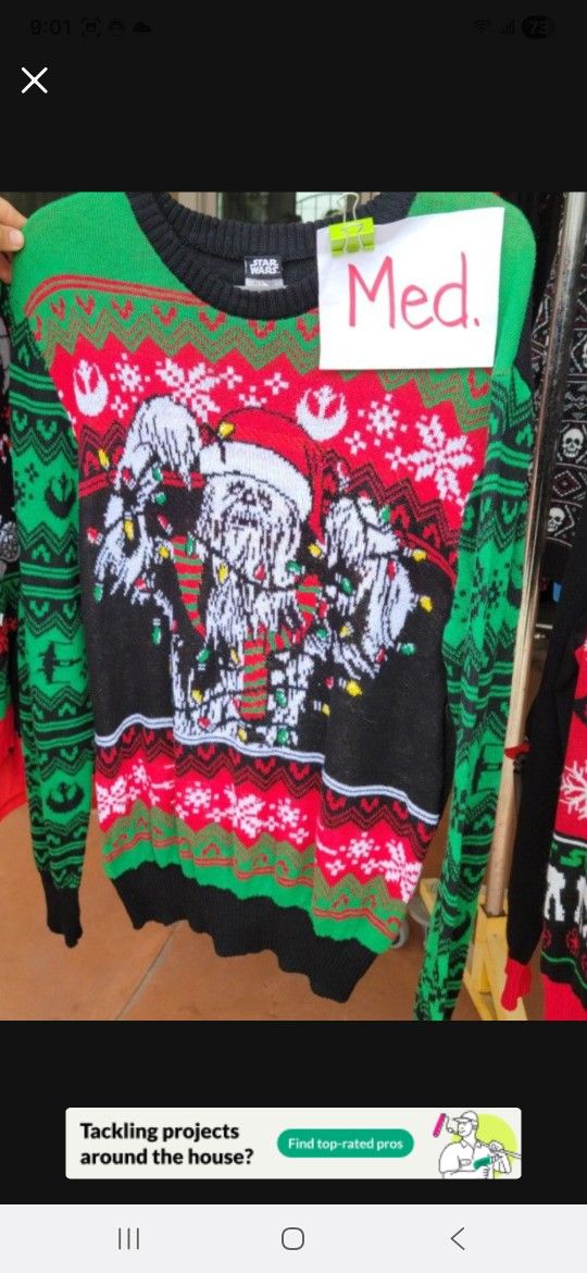 edium Chewbacca Star Wars Christmas Ugly Sweater