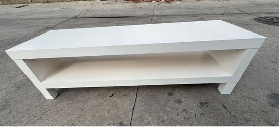 White Low TV Stand with Open Shelf