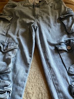 VIP Jeans Light Wash Cargo Denim Pants