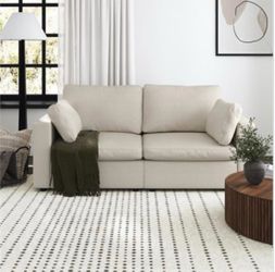 Mainstays Chatham 74" Sofa, Cream Linen, 74" Sofa Elevate your living space with the Mainstays Chatham 74" modular sofa in cream linen.