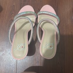 Pink Glitter strap high heels
