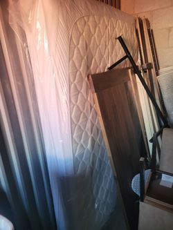 New Condition QUEEN BED WITH FRAME AND HEADBOARD