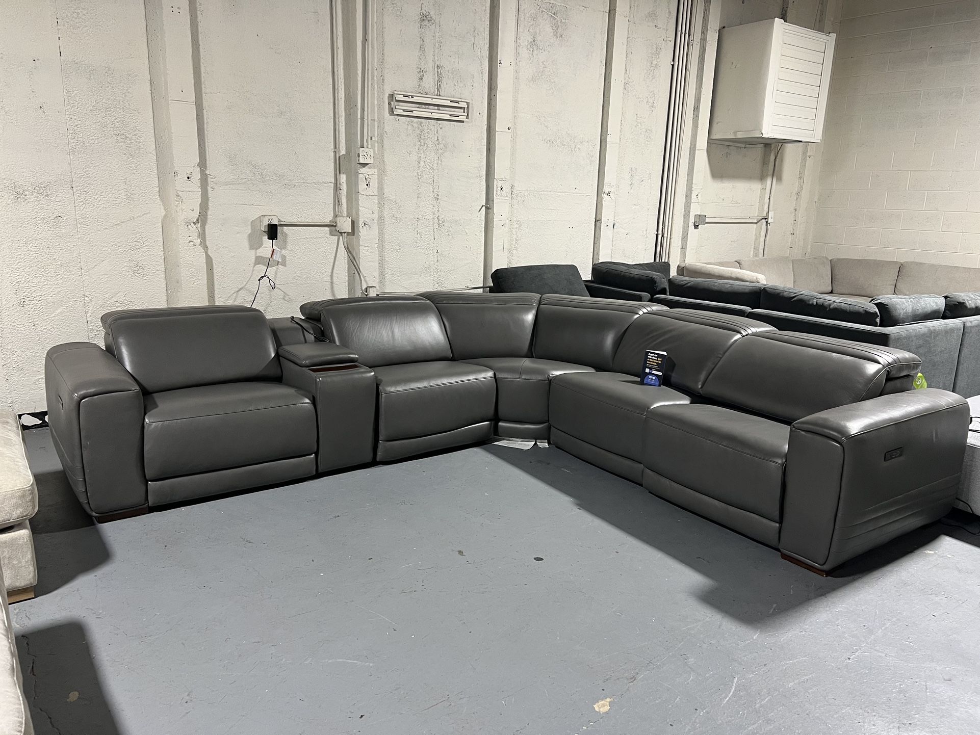 SECTIONAL COUCH LEATHER RECLINER ELECTRIC COUCH SOFA 