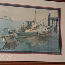 1939 Framed Fishing Boats In Harbor 
