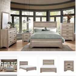 Lonan Rustic Panel Bedroom Set ( Queen, king, twin, full bedroom set - bed frame- tall dresser, nightstand and chest, mattress options