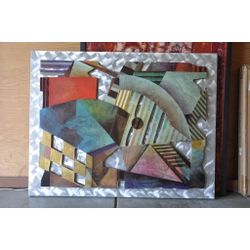 Mixed Media 3d Relief Art (54"x42") "Circularity in Motion" by Richard Hall $89