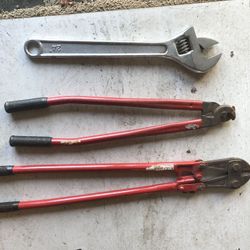 1. Bolt cutter, 2. cable cutter, 3. crescent wrench  - Each