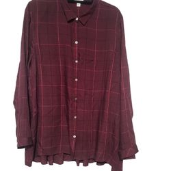 J. JILL Button Down Long Sleeve Red Plaid Casual Shirt Women's Plus Size XL.
