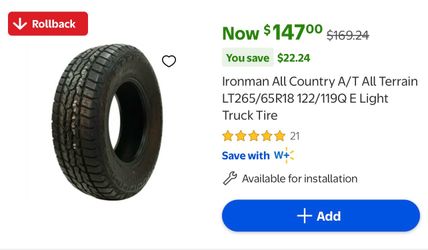1 Ironman Tire Size 265/65R18