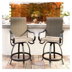 Outdoor Bar Stools – Set of 2 (Counter Height, Swivel, All-Weather)