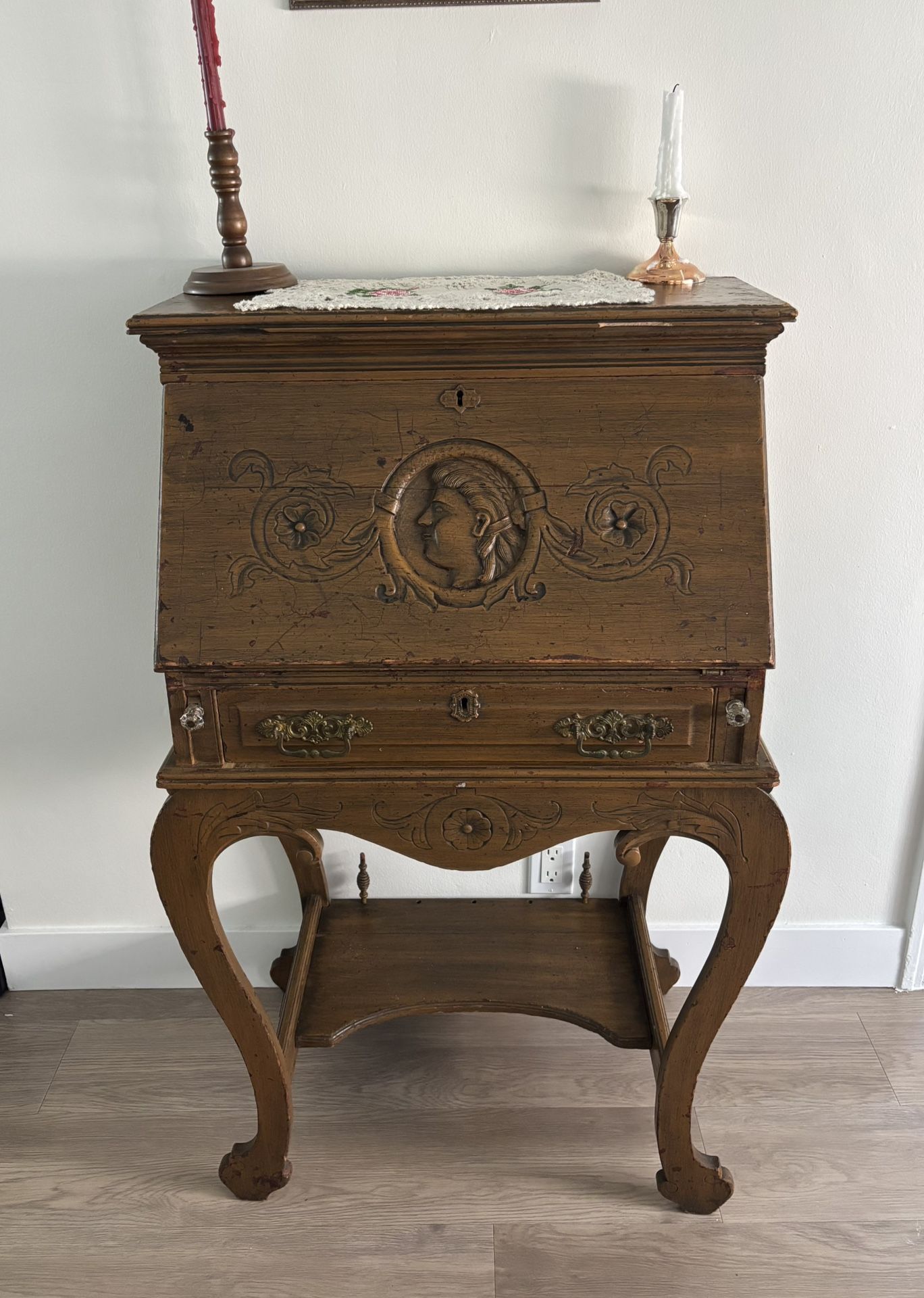 Antique Rare Larkin Co. Lady Washington boudoir drop-front secretary desk