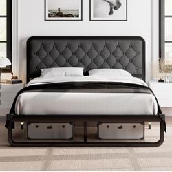 Queen Upholstered Platform Bed **BRAND NEW UNOPENED BOX