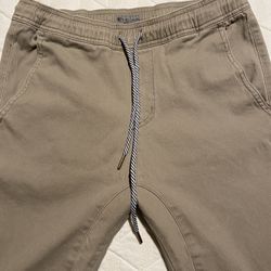 Tan Jogger Style Tapered Pants