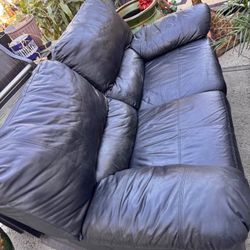 Black leather sofa